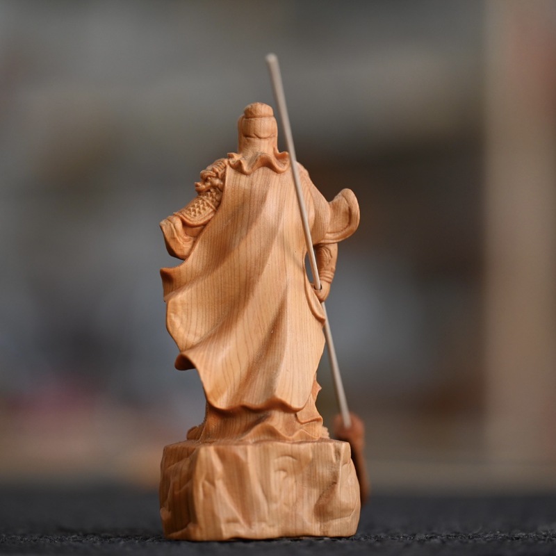 崖柏黄楊木彫り関公関羽武財神関二爺客間オフィス装飾品置物|undefined