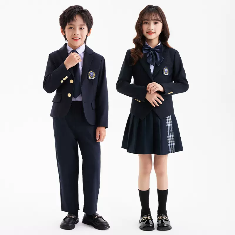 男女童校服秋款英伦风幼儿园园服小学生班服jk格子裙套装批发厂家