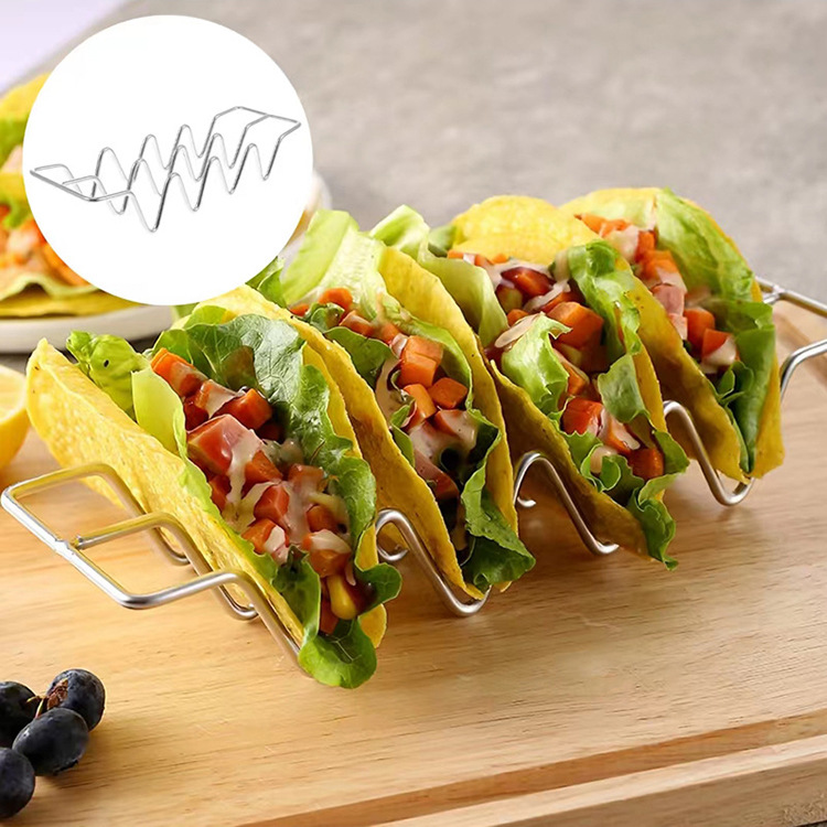 En stock en forma de W burrito estante de la torta 304 taco Pancake rack taco TITULAR DE ACERO INOXIDABLE
