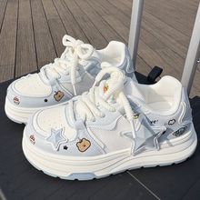 卡通涂鸦风厚底星星小白鞋女2025新款ins透气网面学生百搭潮笙陇
