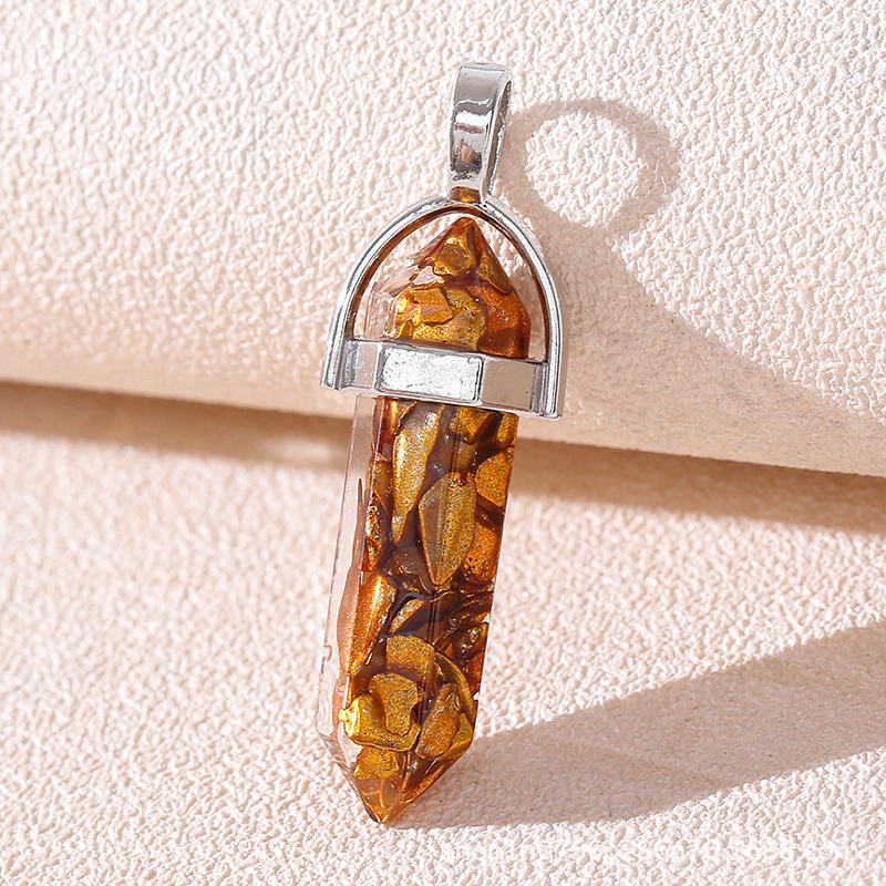 Venta caliente transfronteriza piedra natural amatista cristal rosa colgante de columna hexagonal collar de bala de doble punta colgante único al por mayor