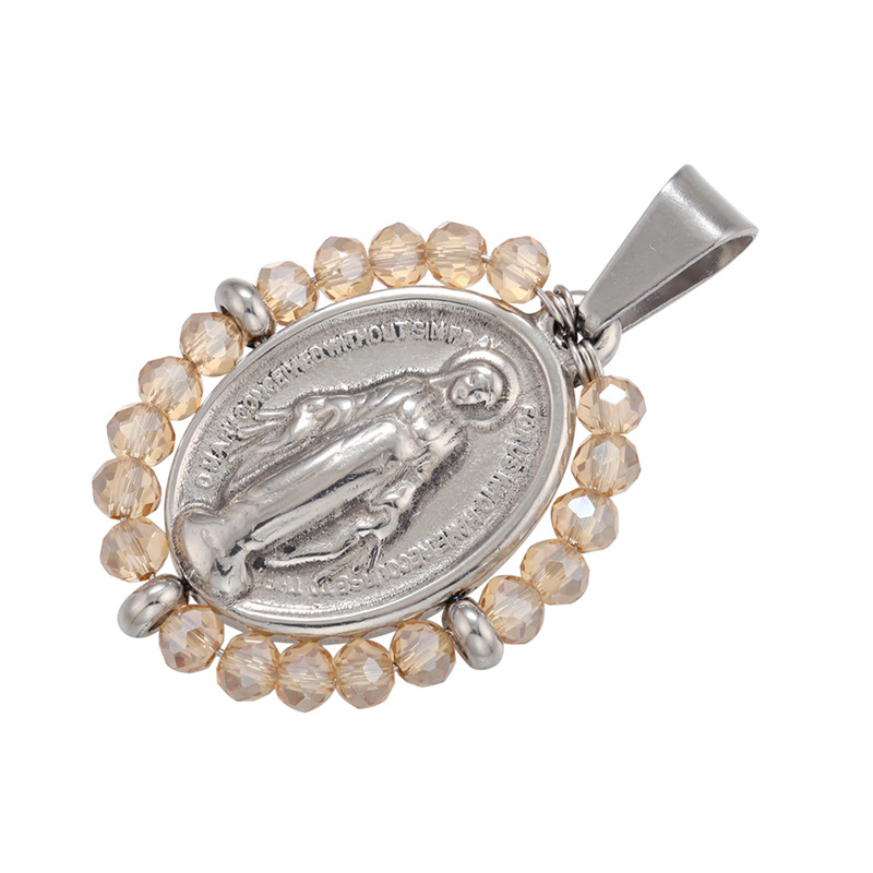 8g Weight 0.03µm Gold Plating Thickness Electroplating Gold Plating Process Pendant Jewelry Making Type 18K Gold Plated Plating Material Copper Material Virgin Mary Pattern Plating Craft White, Purple, Green, Gold, Black Color Copper 18K Gold Plated 14