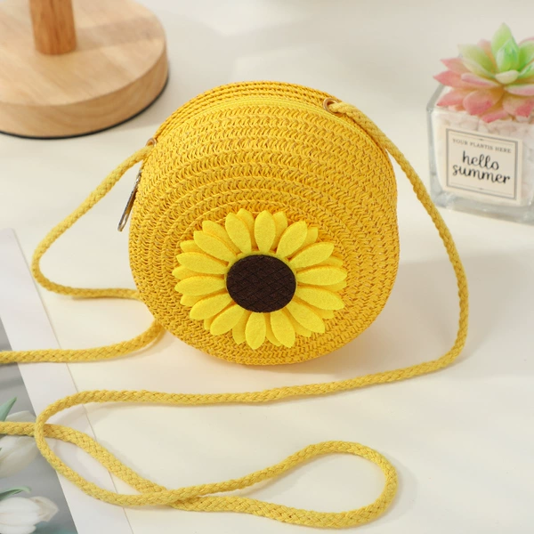 Yellow sun flower small round bag 12c'm