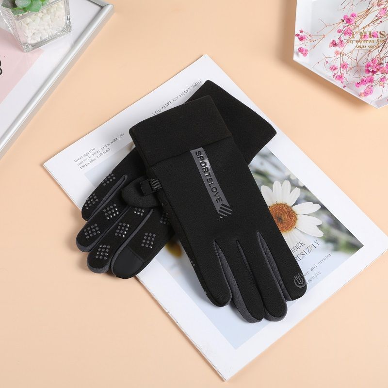 Otoño y invierno deportes al aire libre guantes calientes impermeables a prueba de deslizamiento para hombres y mujeres montar a prueba de frío guantes de pantalla táctil de lana tienda de fábrica
