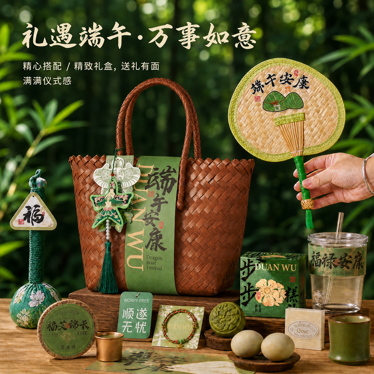 端午节粽子礼盒包装2026新款高档创意中式手提篮公司企业福利礼品
