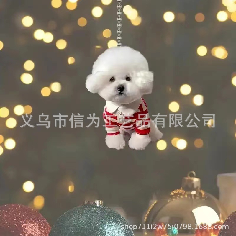 Cross-border nuevo creativo 2D lindos perros de peluche cachorro hombre mochila colgante acrílico colgante de automóvil