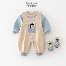 新生儿秋冬加厚卫衣0-2岁宝宝一体绒连体衣儿童卡通企鹅裤子55770