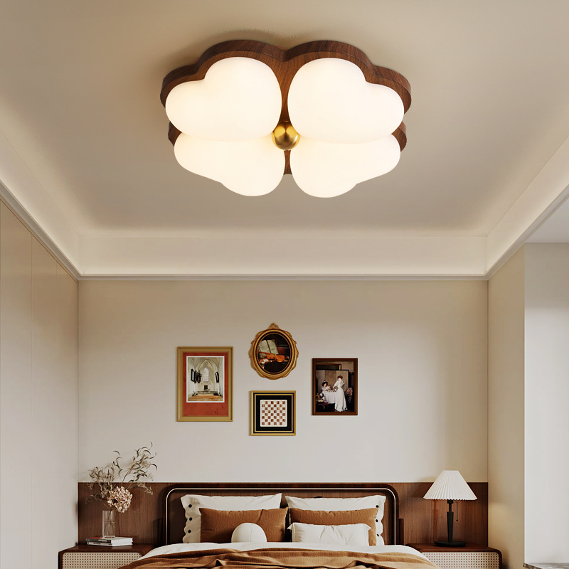 Lámpara de dormitorio de estilo crema de estilo antiguo, lámpara de techo, protección ocular de viento silencioso de wabi-retro francés, habitación de niños, dormitorio principal, lámpara de habitación