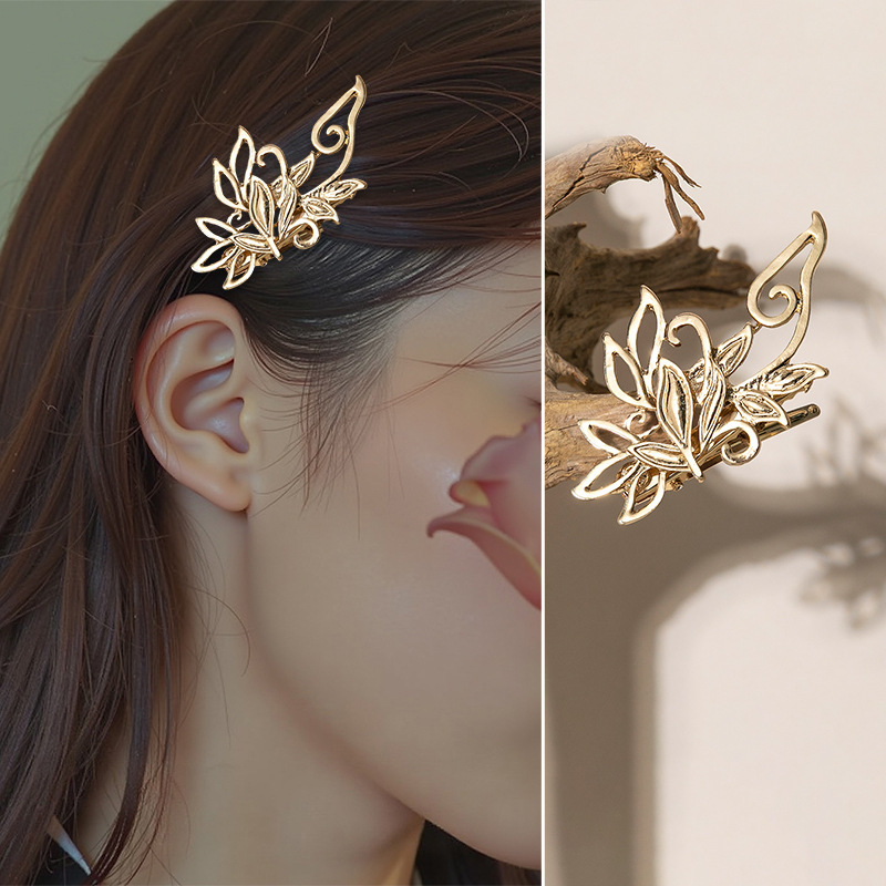 新しい中国風のパールタッセルヘアピン女性のための扇形のバラの花前髪クリップサイドクリップヘアアクセサリーギフトガールフレンドのため|undefined