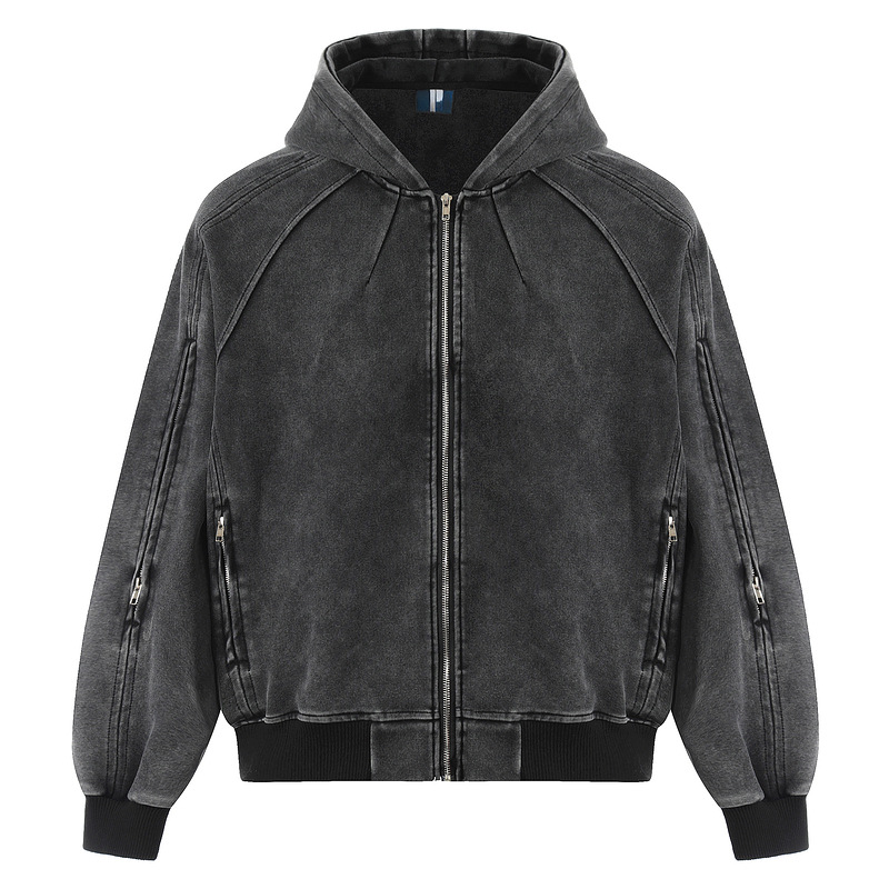 세탁물 오버 사이즈 헤비 솔리드 컬러 카디건 스웨터 남성 봄과 가을 느슨한 캐주얼 게으른 스타일 후드 자켓 커플