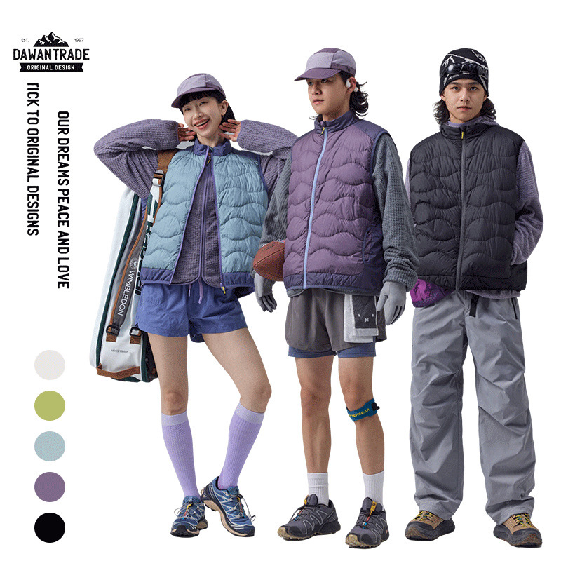 Dawan25Aw Outdoor Sports Solom Cotton Water-Repellent Contrasting Color down Vest Men's and Women's Sleeveless Vest Vest