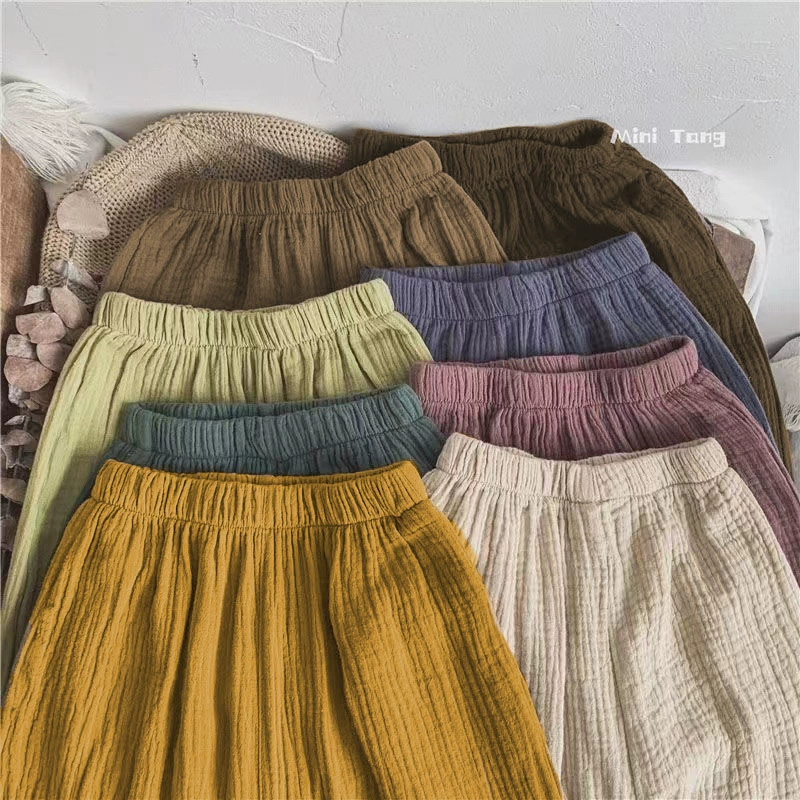 Дышащие детские ретро цветные повседневные брюки для девушек и юношей, с защитой от комаров