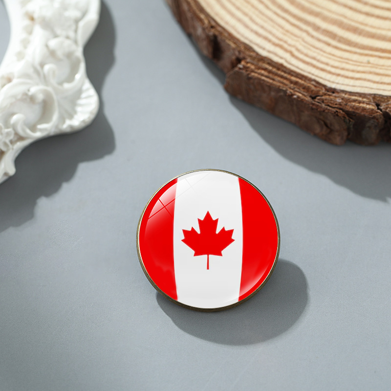 Cross-Border European and American National Flags, Time Gemstone Alloy Brooches, Round Metal Badges, Chest Buckles, Manufacturer Supply Badges