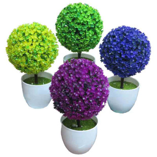 Sakura Snowball Artificial Plant Potted Grass Ball Bonsai Small Tree Home Decoration Flower Ornaments Creative Mini Small Ball