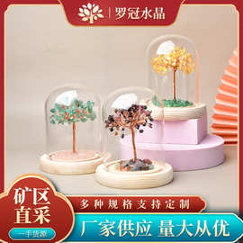 水晶碎石能量树玻璃罩摆件饰品生日许愿白水晶紫水晶黄水晶青金石