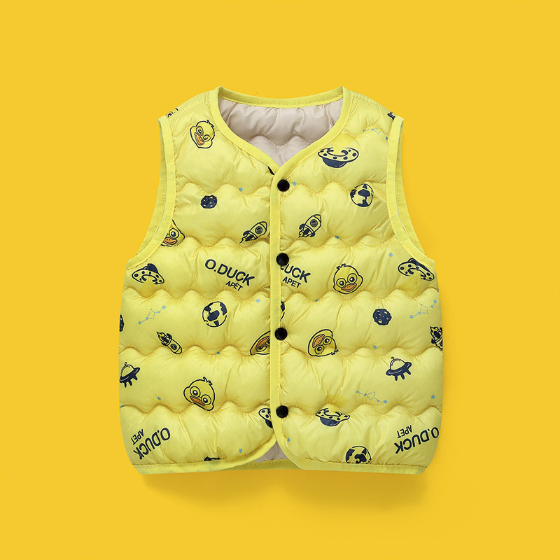 Comercio exterior transfronterizo, nuevo modelo 822, chaleco infantil con diseño de patito amarillo, ropa infantil, chaleco cálido de algodón para bebés image 5