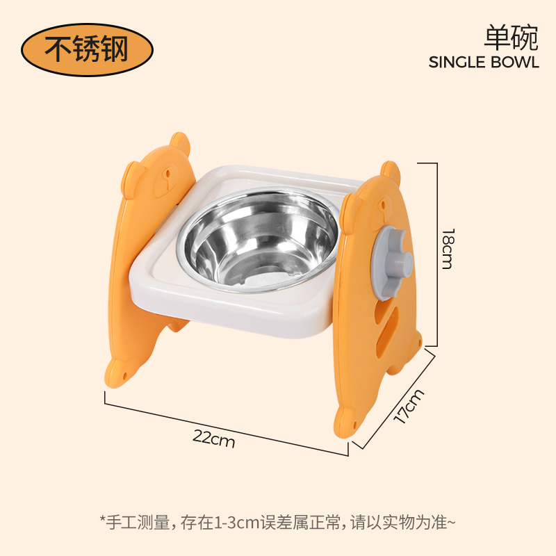 Tazón doble plegable de acero inoxidable Tazón para mascotas de acero inoxidable antivolcado y boca negra Tazón para perros Razón para gatos Tazón para comida para perros alta