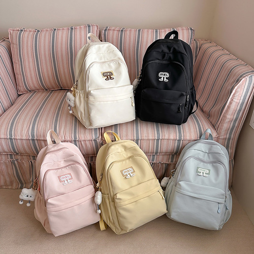 Korean Instagram-style women's university student minimalist versatile large-capacity double shoulder bag casual middle and high school backpack trendy