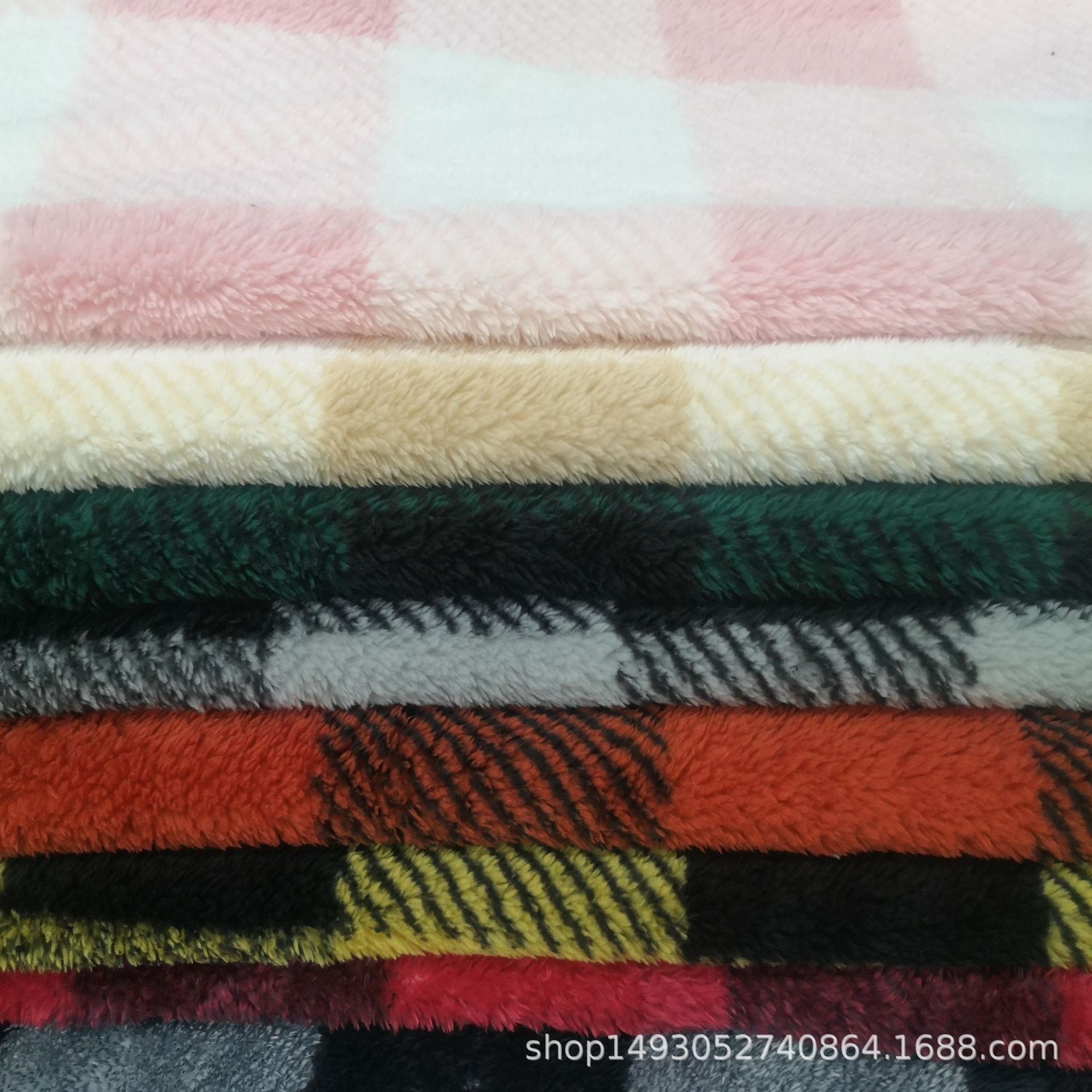 现货 舒棉绒格子 10cm双面印花绒布 秋冬保暖家居服毛毯针织面料-阿里巴巴