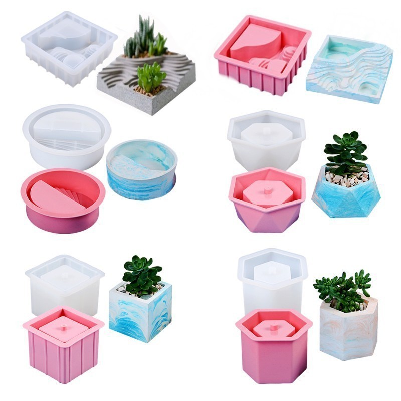 Succulent flower pot silicone mold cement epoxy gypsum flower pot pot mold candle table decoration storage box mold