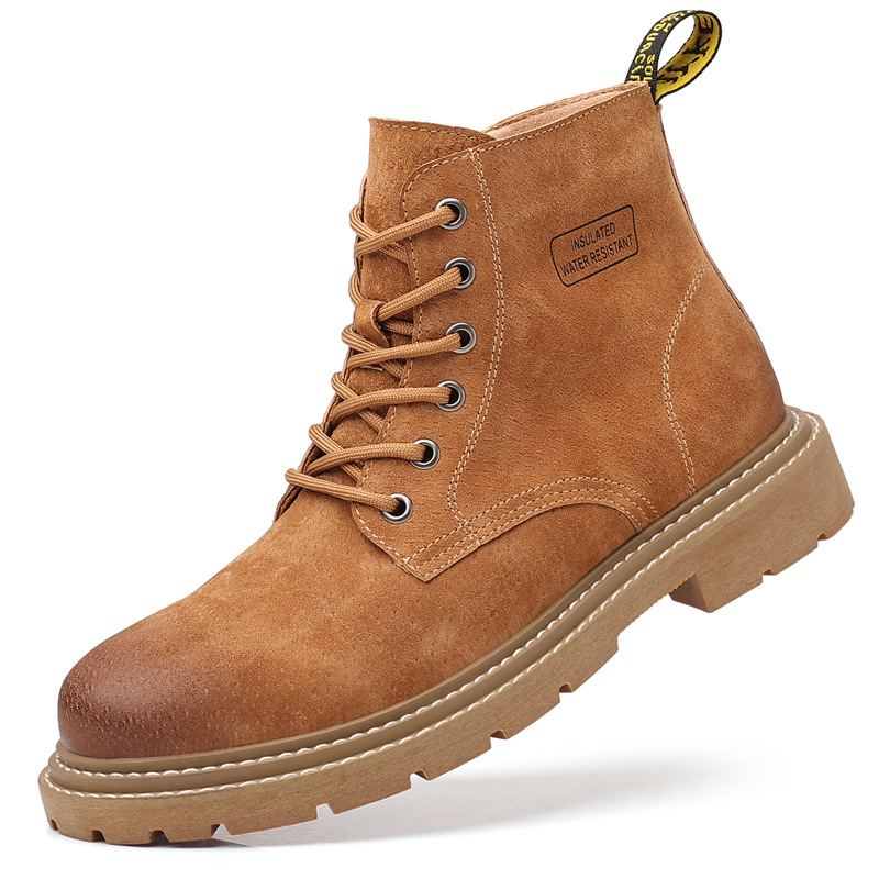 Men's soft leather ankle boots High help desert yellow boots hipster men's shoes_voghion.com