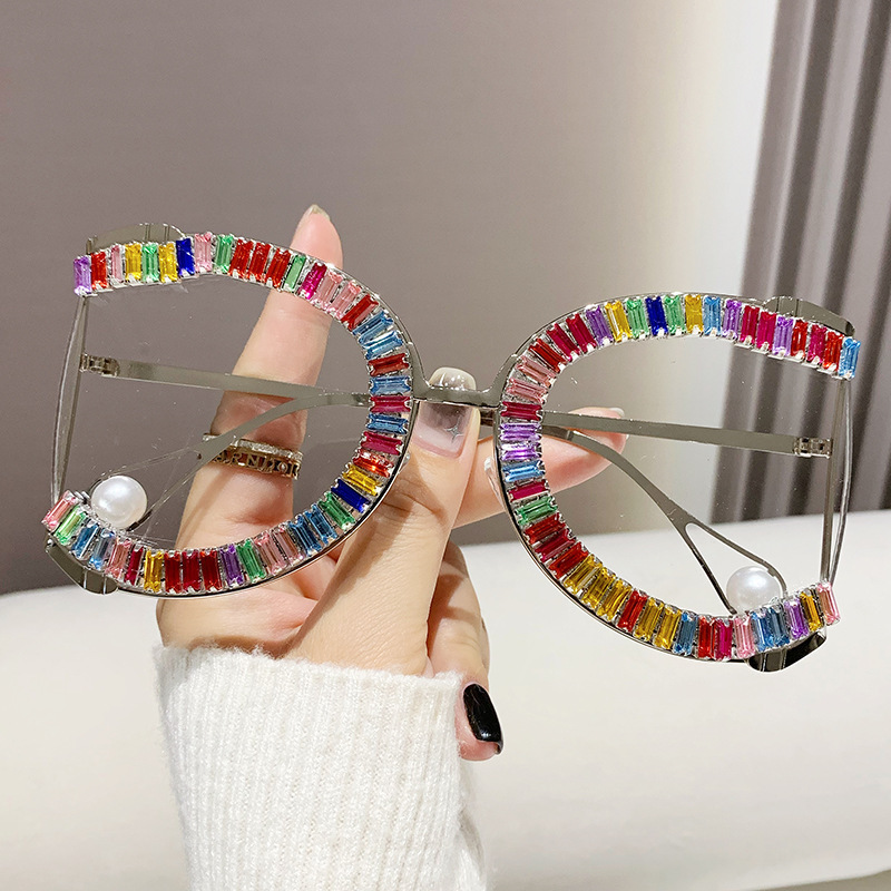 Cross-Border European and American New Fashion Metal Diamond Sunglasses, High-End Luxury Sunglasses, Gorgeous Sunglasses