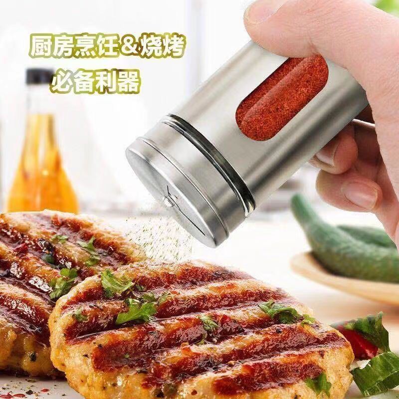 ステンレス製調味料缶バーベキュー散布瓶胡椒粉ガラス調味料瓶唐辛子麺家庭用キッチン用セット|undefined