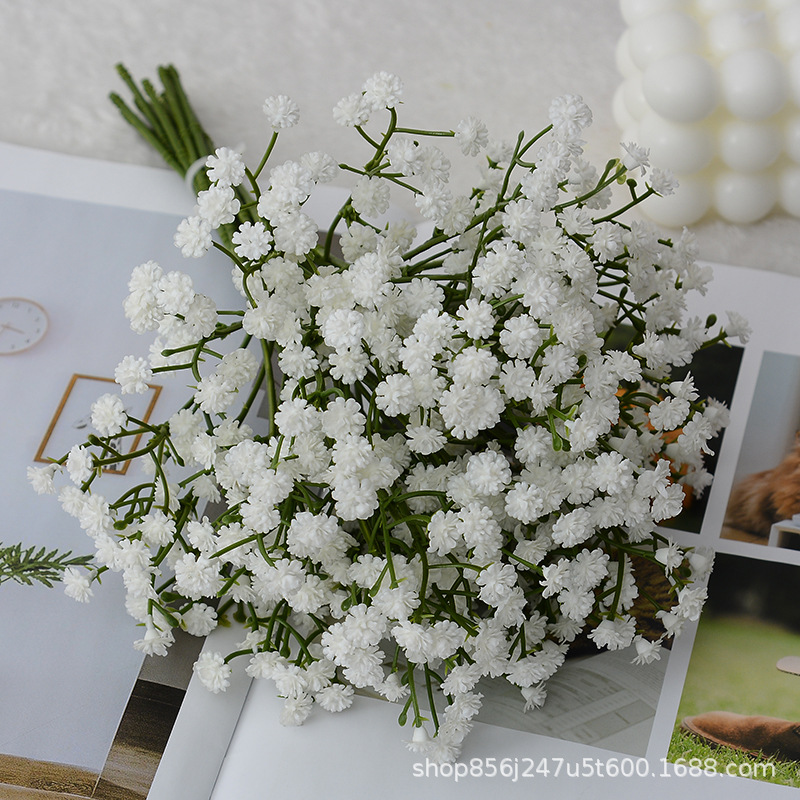 Simulación Gypsophila decoración de bodas estilo ins ramo de ramo de flores de goma suave sensación Gypsophila flor artificial flor falsa al por mayor