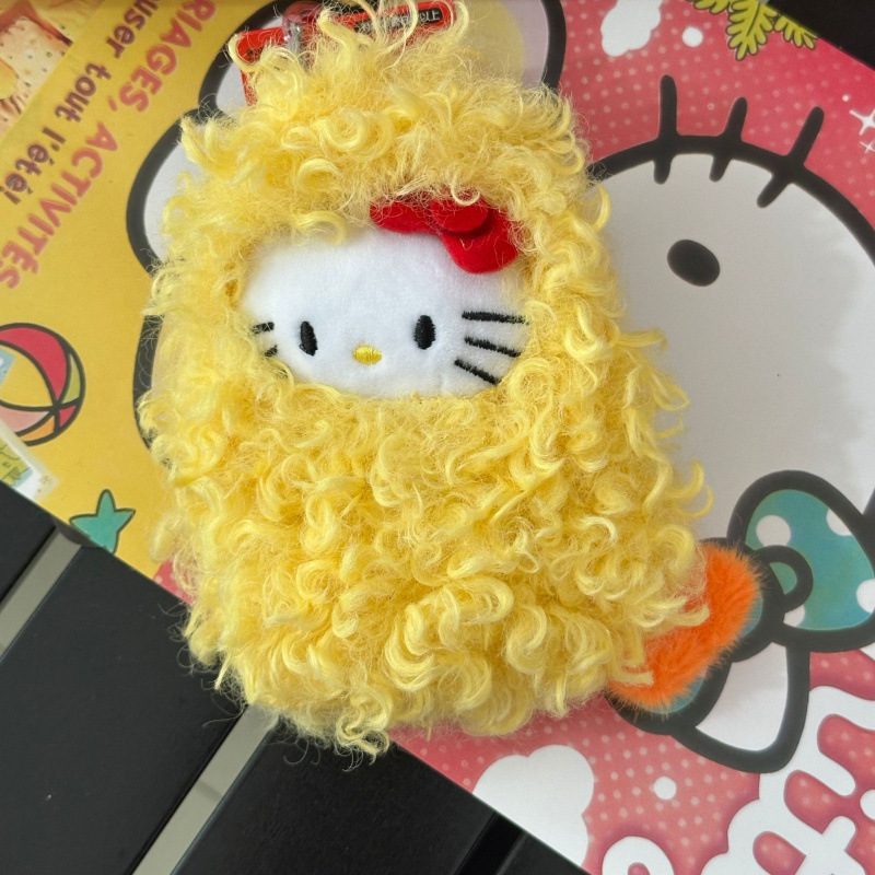 黑色草帽kitty帽宝宝挂件爱心扣公仔玩偶可爱赫本风挂饰钥匙扣|undefined