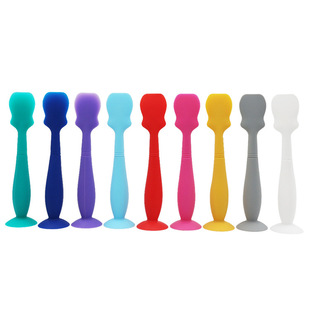 New silicone Baby spoon Detachable Silicone medicine spoon with suction cup silicone scraper Baby Bum Brush