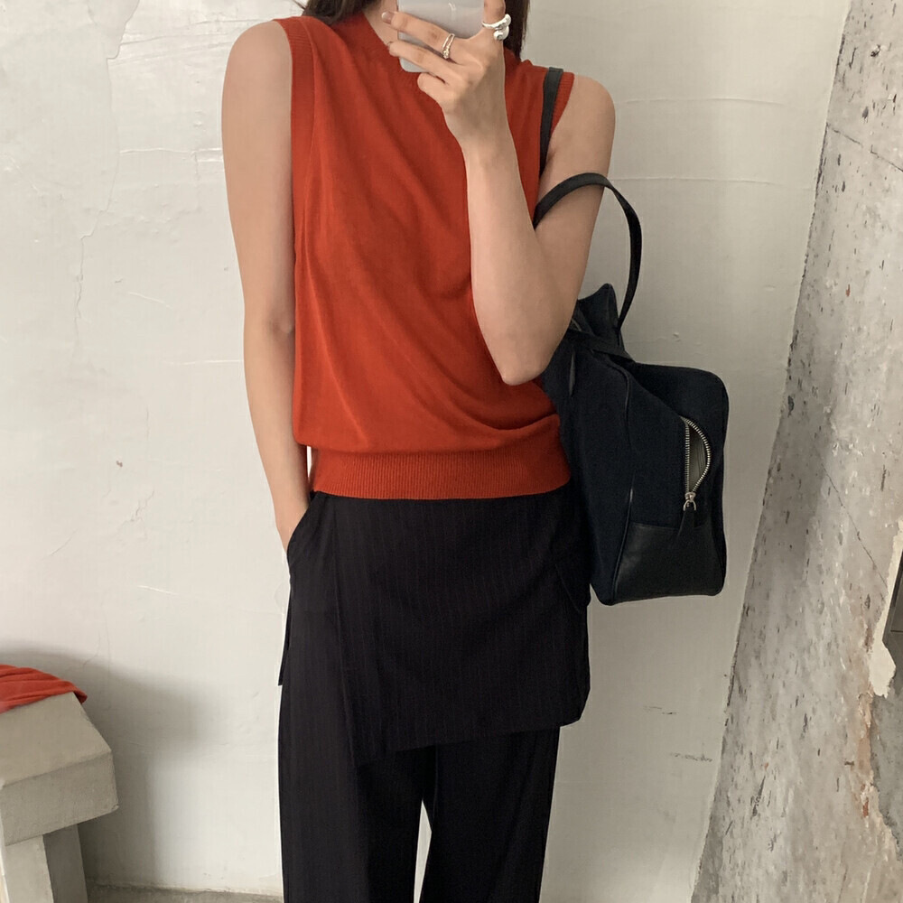 Minsen online Korean-style Tencel Sleeveless Top Women's Spring and Summer Casual All-match Solid Color Outer Wearing Vest Women's 92311