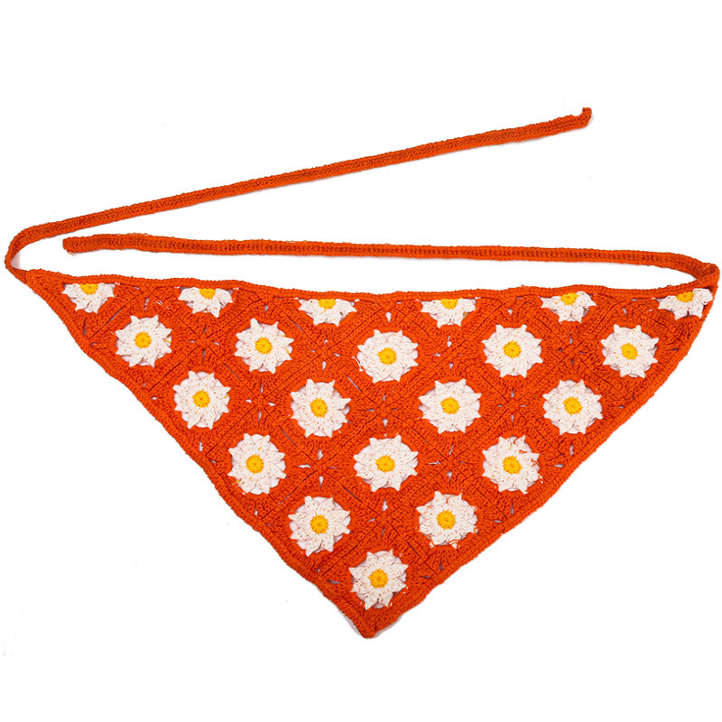 Francia cereza toallas triangulares mujeres primavera y otoño viajes padres-hijos gancho de punto flores hueco pañuelo de arte correa de pelo gorro