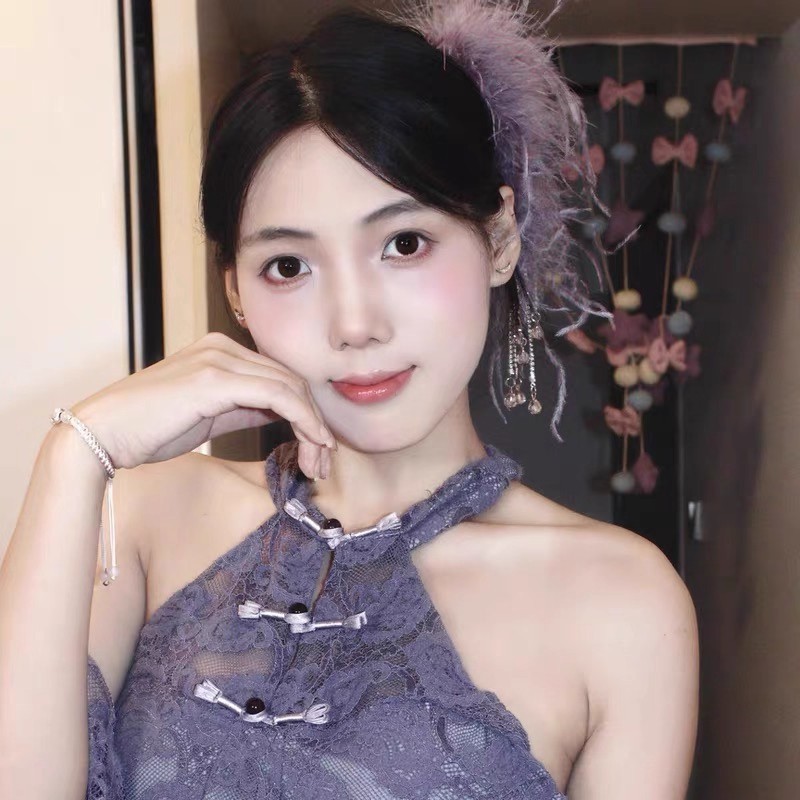 2025新款羽毛流苏抓夹后脑勺显发量发饰发夹女百搭气质鲨鱼夹发饰|undefined