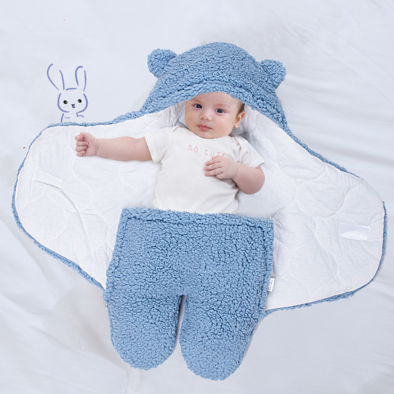 Baby Sleeping Bag Autumn and Winter Thickeneded Sleeping Bag Anti-Kick Quilt Newborn Winter Baby Dual-Purpose Outing Sheep Cake Velvet Swaddling Quilt