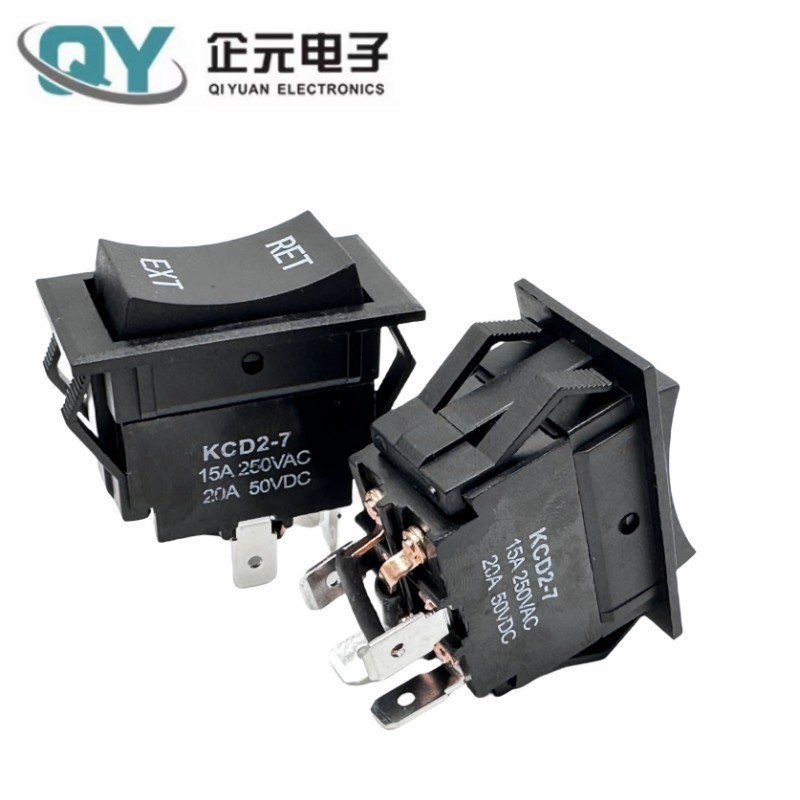 KCD2-7四脚双复位船型 汽车改装开关 15A/250V紫铜脚 银点大电流