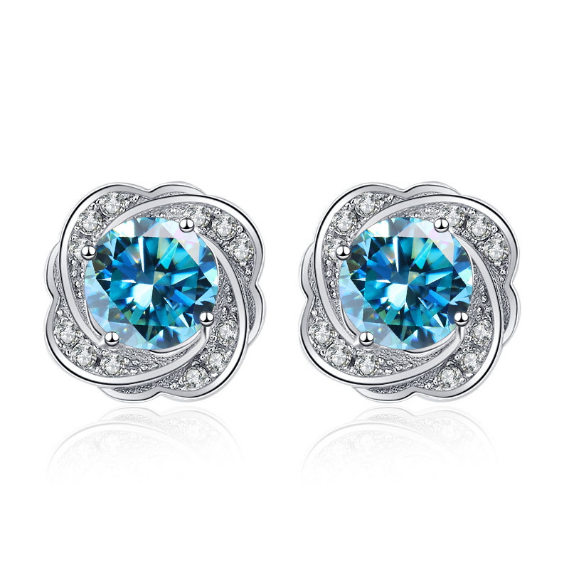 Perforación de diamante de alto nivel de camélia pernos de orejas temperamento de dama flores retro pendientes de plata transfronterizos joyas de estudiantes al por mayor