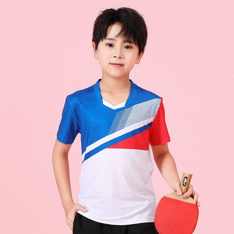 Seco rápido transpirable poliamonio bádminton set hombre y mujer V-cuello chaqueta deportiva para niños logotipo de impresión de adultos