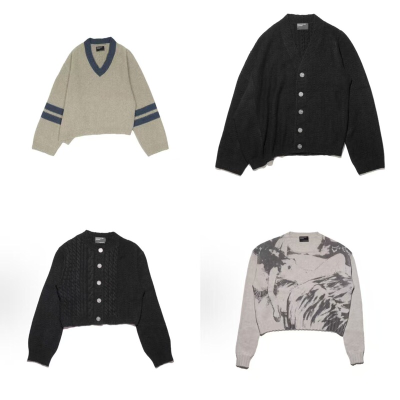 Erd Vintage Distressed Loose Short V-Neck Rolled-Edge Knit Sweater for Men and Women, Trendy Style