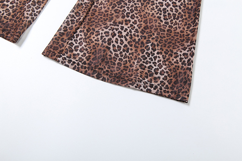 Spring Sexy Waist Trimming Contrast Color Sleeveless Leotard High Waist Leopard Print Trousers Two Piece Sets