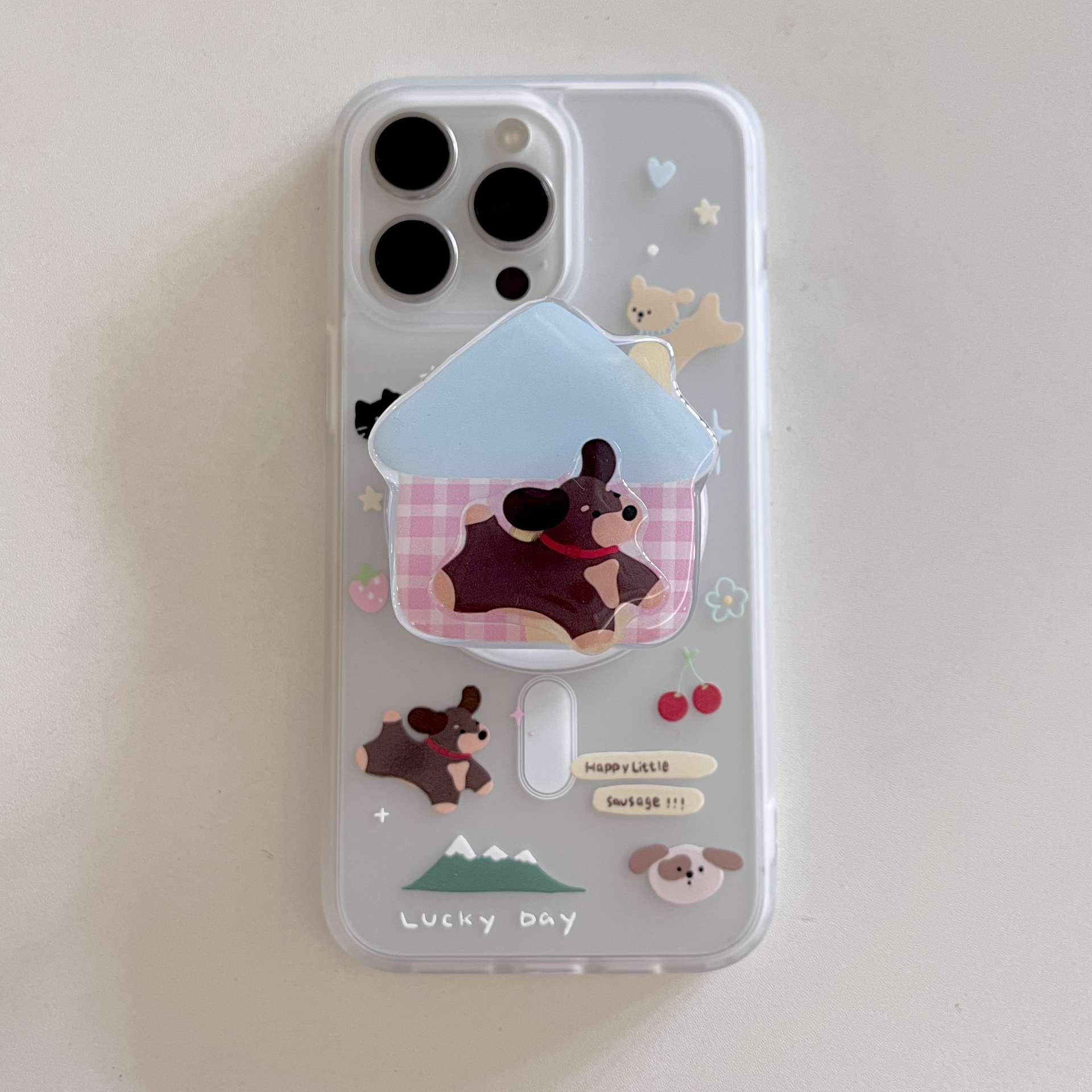 Cartoon House Dachshund Dog para iPhone16 funda para teléfono móvil 15ProMax nicho 14Pro atracción magnética 13 nuevo 16P