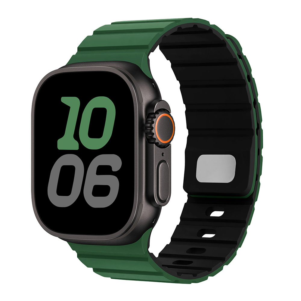 Para Apple Watch10 correa de reloj cuadrada botón magnetic silicona deportiva iWatch9SE hombre y mujer premium