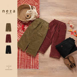 neza【新年漫步】儿童裤子新年男女童加绒裤子灯芯绒夹棉长裤红色