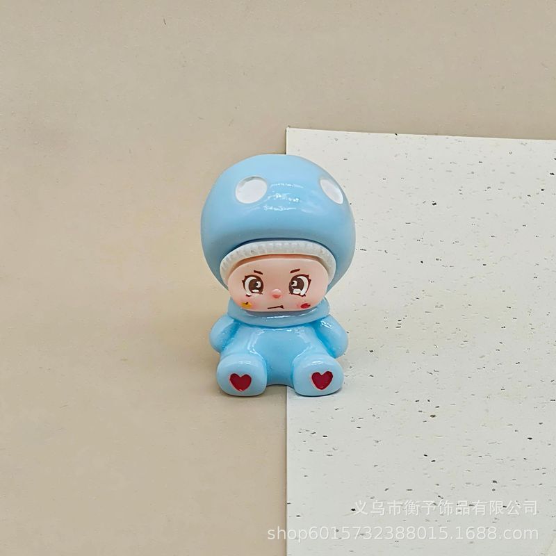 人気のクロスボーダー樹脂キノコヘッド人形キーホルダーペンダントかわいい立体漫画デスクトップ装飾品卸売|undefined