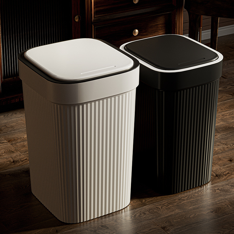Large Square Wastebasket with Press Lid for Home Use, Suitable for Bathroom, Toilet, Living Room, and Kitchen, High Aesthetic Value