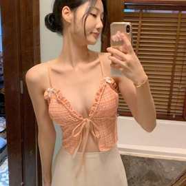 2025新款格子性感分泳衣女士比基尼超暴露辣妹泳装两件套高级感