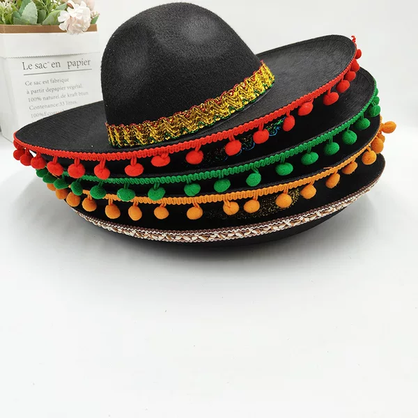 Cross-border Mexican Festival Hat Color Straw Hat Accessories Ethnic Style Birthday Party Handmade Hat Prom Photo Hat