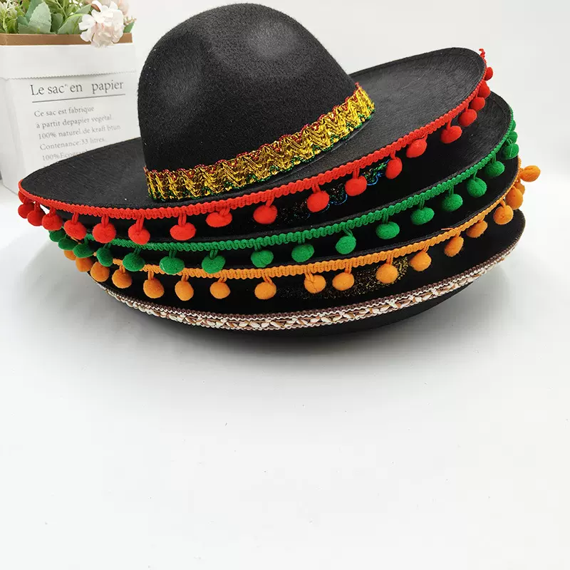 跨境墨西哥节礼帽彩色草帽配饰民族风生日派对手工帽舞会拍照礼帽