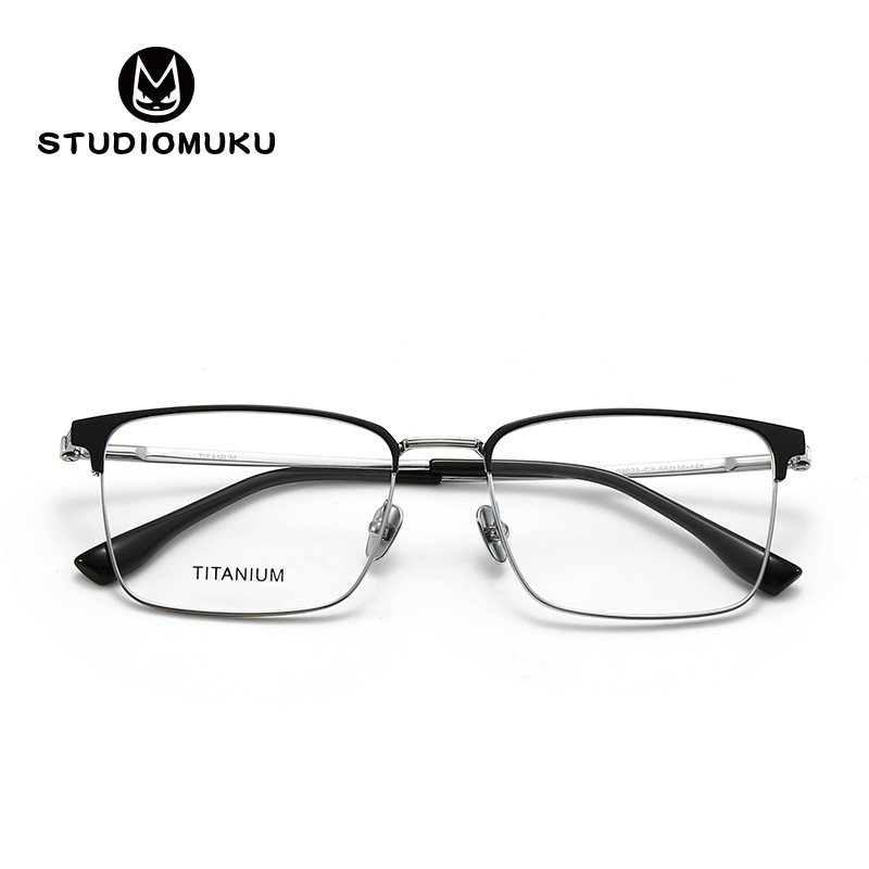 STUDIOMUKU gafas de madera cool aire lleno de negocios temperamento marco de gafas de marco cuadrado medio marco de gafas