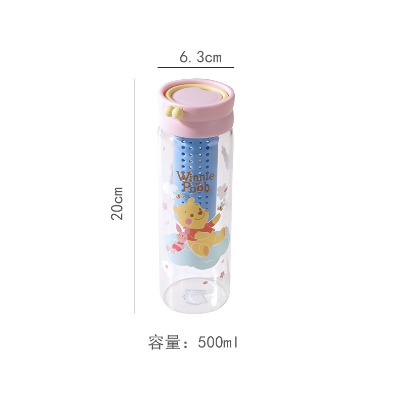 Disney Stitch nueva taza de agua de vidrio para niñas pajita de borosilicato con tapa taza de manita con fugas de té 520 regalo