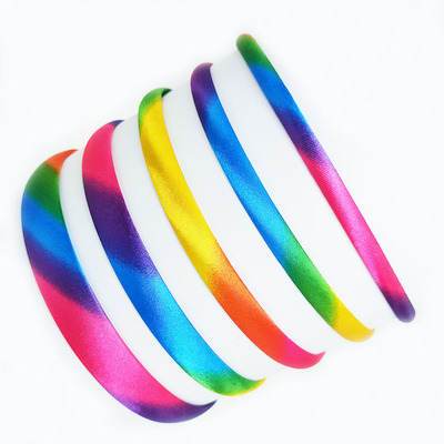 2pcs rainbow hair rabbit ear hair bands bow hair hoop im horsetail ribbon rainbow circle cloth hair hoop hair clips